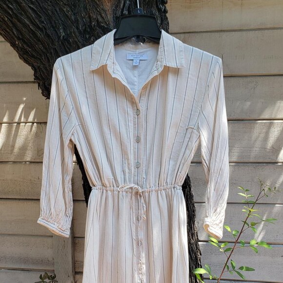 Ann Taylor Weekend Ruffle Striped Midi Dress - Picture 3 of 8